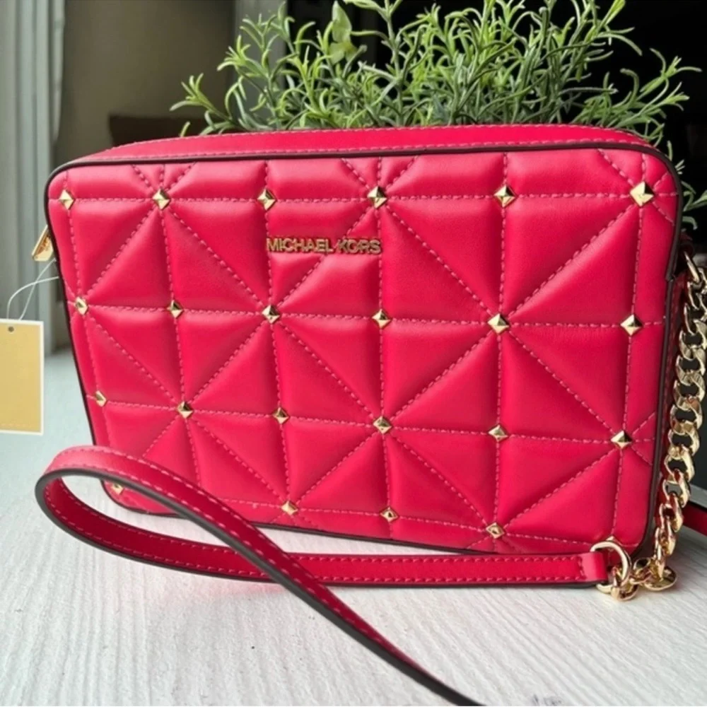 Michael Kors Jet Set Crossbody Bag Hot Pink Saffiano Leather NWT - Picture 2 of 6